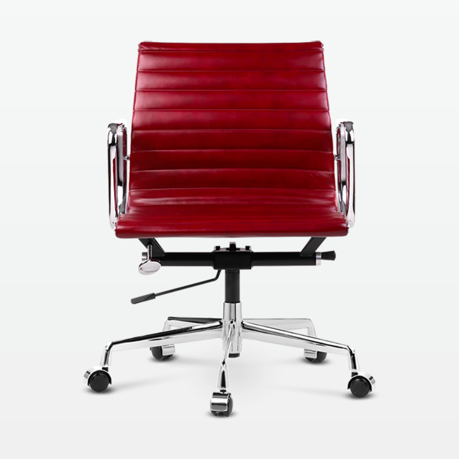 Designer Management Low Back Office Chair in Red Wine Leather - front