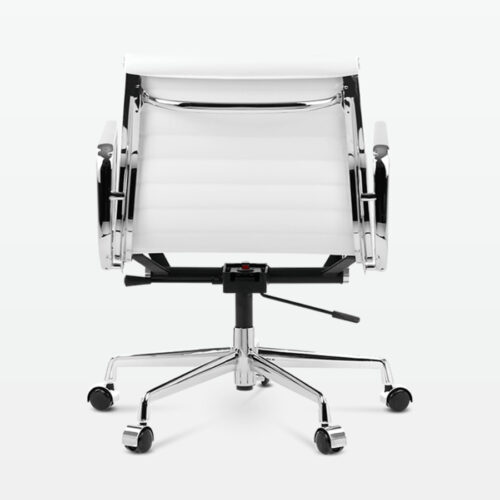 Designer Management Low Back Office Chair in White Leather - back