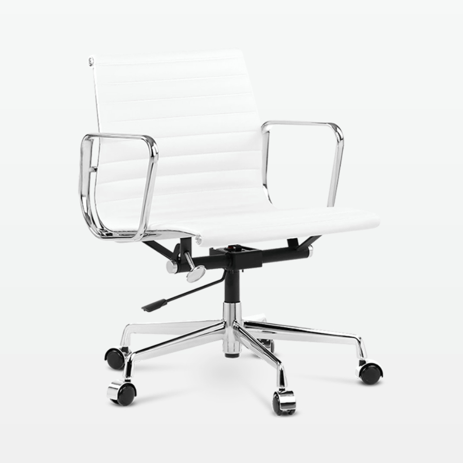 Designer Management Low Back Office Chair in White Leather - front angle