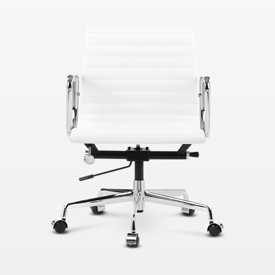 Designer Management Low Back Office Chair in White Leather - front