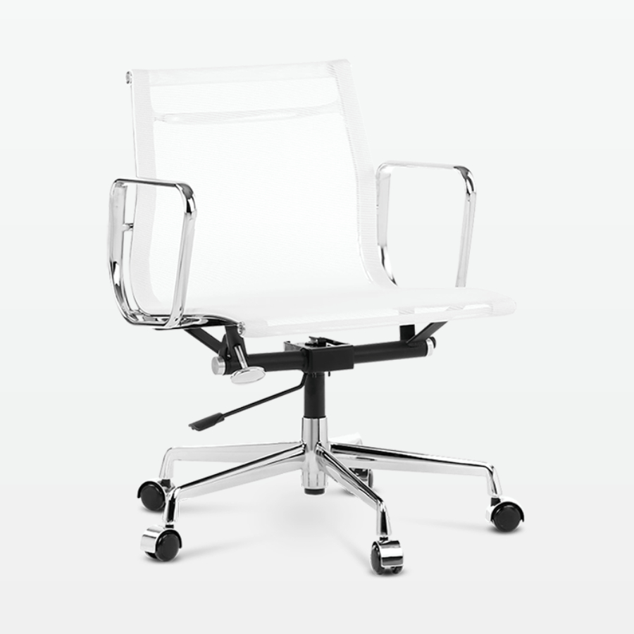 Designer Management Low Back Office Chair in White Mesh - front angle