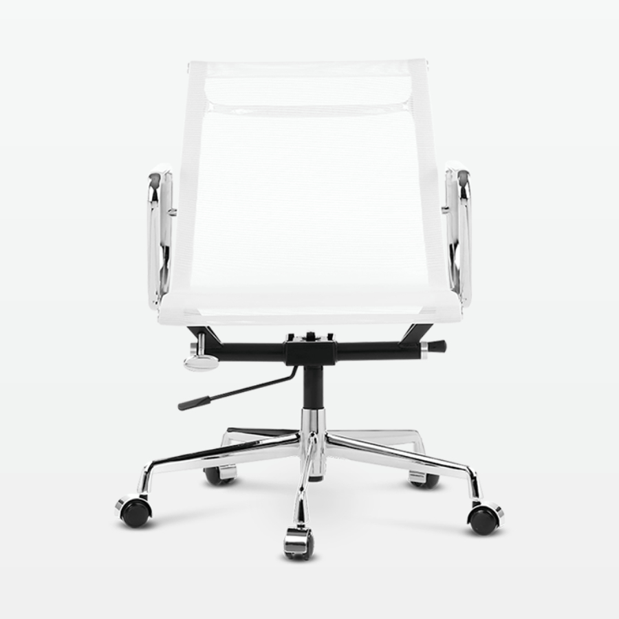 Designer Management Low Back Office Chair in White Mesh - front