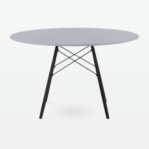 Mid-Century Designer 120cm Dining Table in Grey Plastic, Metal & Black Wooden Legs - front