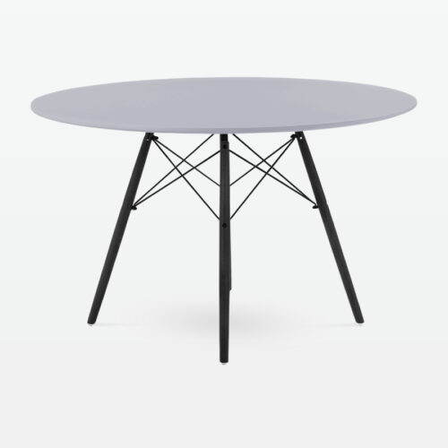 Mid-Century Designer 120cm Dining Table in Grey Plastic, Metal & Black Wooden Legs - side