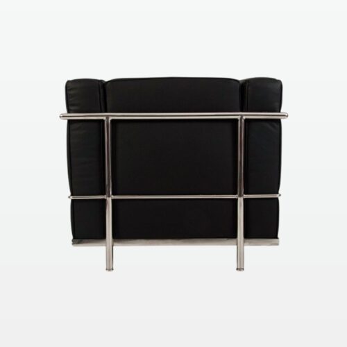 Emil Modern Cube Armchair - Black Leather Armchair - back