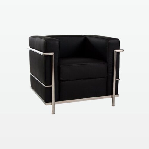 Emil Modern Cube Armchair - Black Leather Armchair - front angle