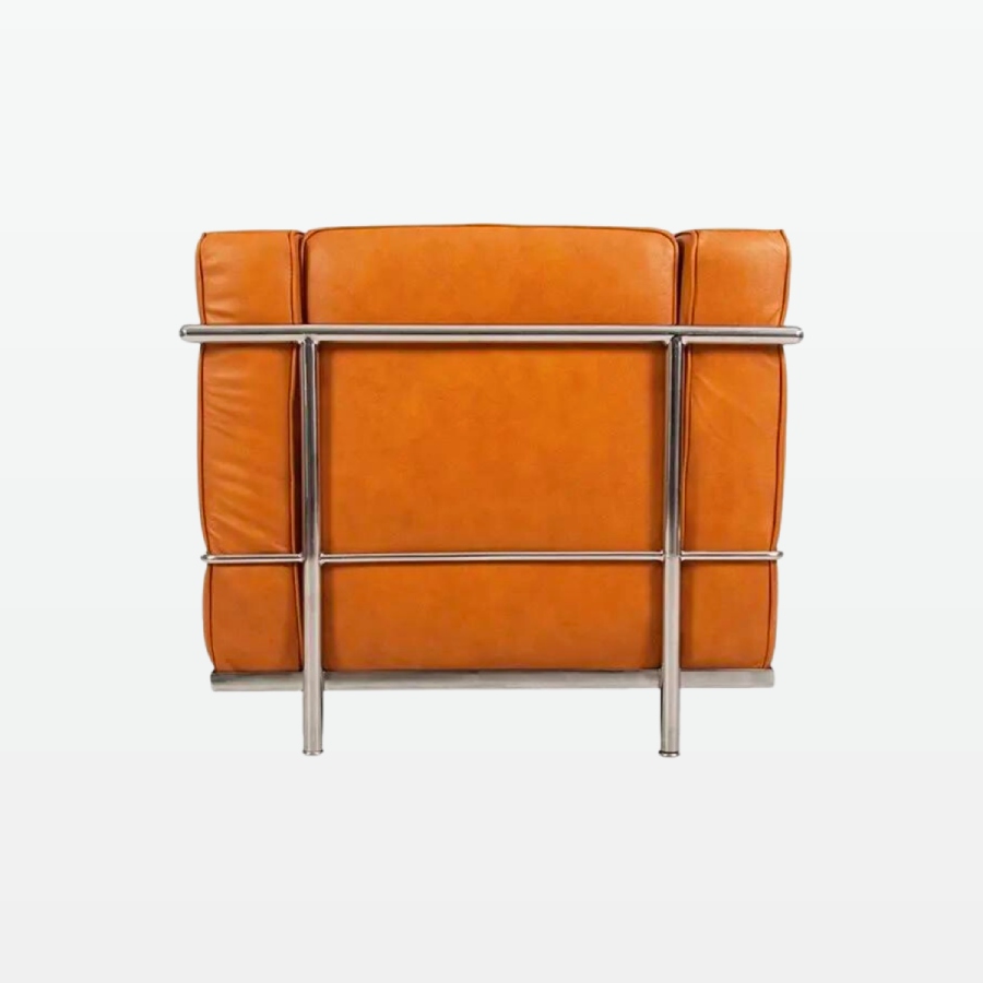 Emil Modern Cube Armchair - Brown Leather Armchair - back