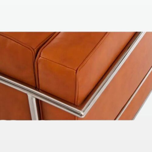 Emil Modern Cube Armchair - Brown Leather Armchair - close 2