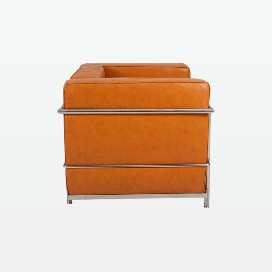 Emil Modern Cube Armchair - Brown Leather Armchair - side