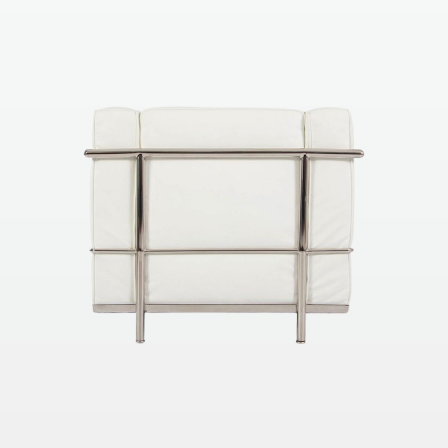 Emil Modern Cube Armchair - White Leather Armchair - back