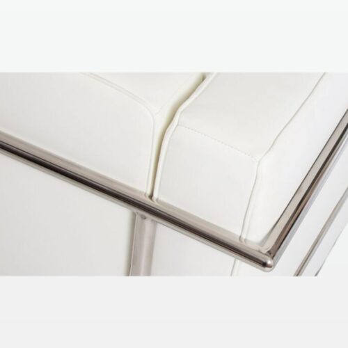 Emil Modern Cube Armchair - White Leather Armchair - close 2