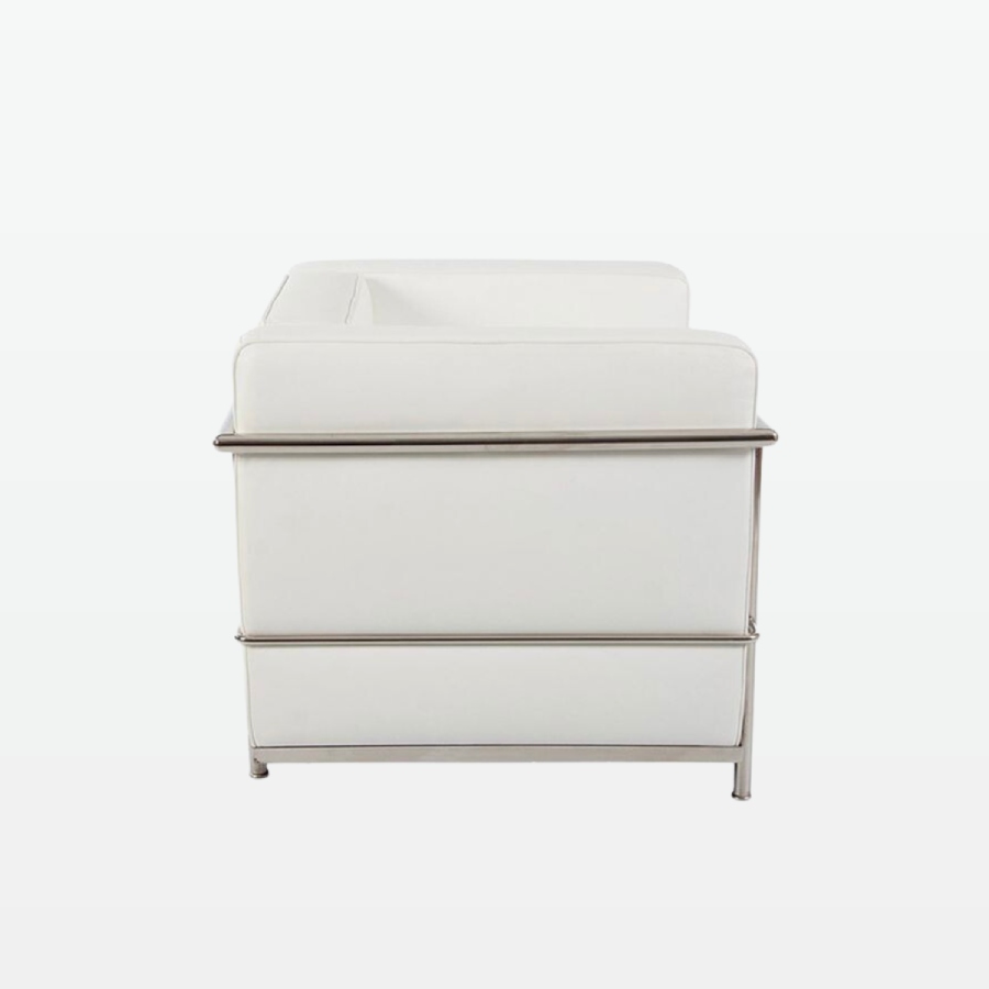 Emil Modern Cube Armchair - White Leather Armchair - side