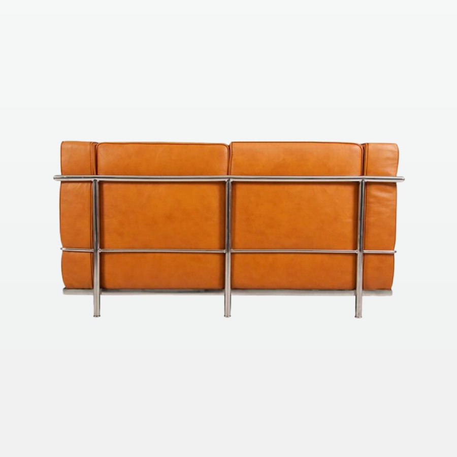 Emil Modern Cube Sofa - 2 Seater Brown Leather Sofa - back