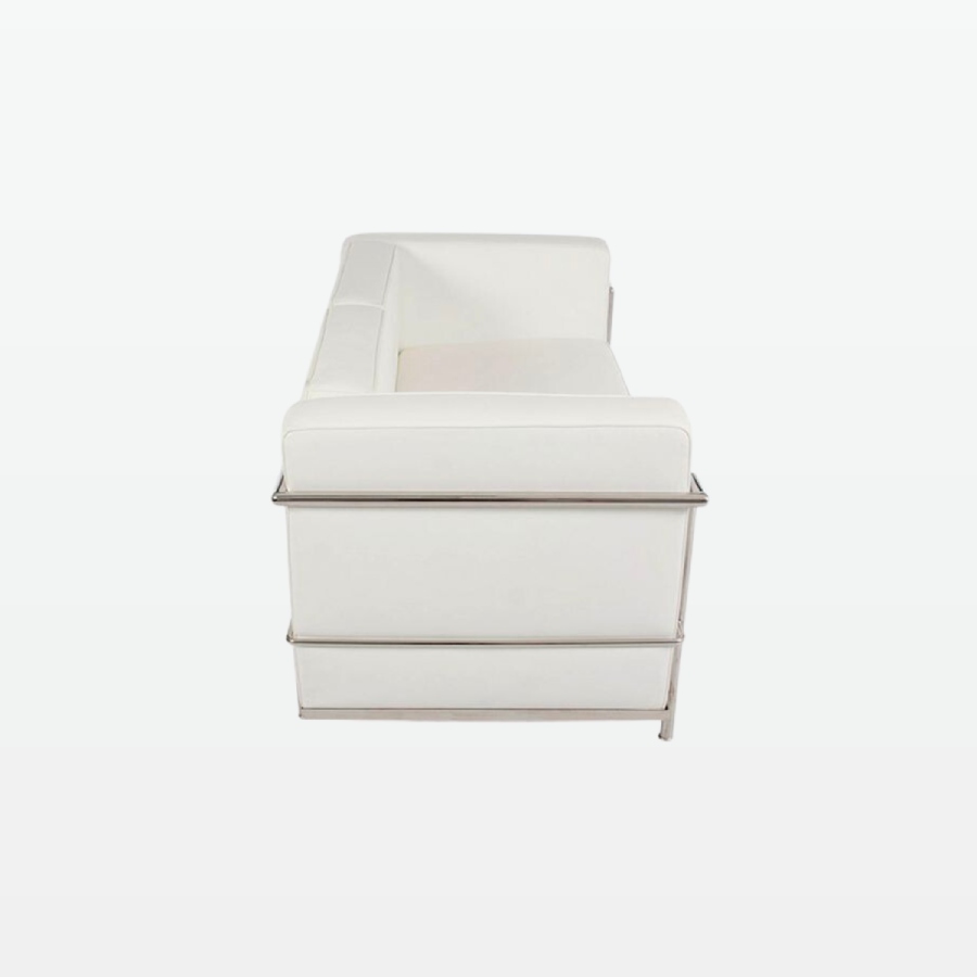 Emil Modern Cube Sofa - 2 Seater White Leather Sofa - side