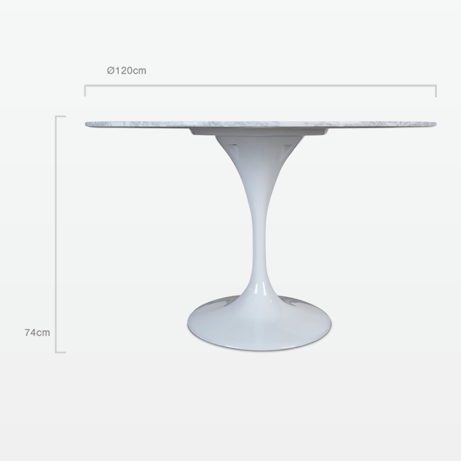 Torvald 120cm Dining-Table in Carrara Marble dimensions