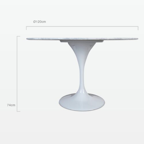 Torvald 120cm Dining-Table in White dimensions
