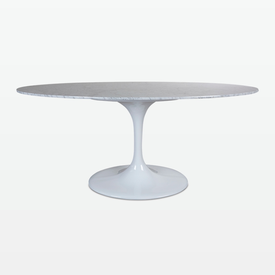 Torvald 170cm Dining Table in Carrara Marble mid-angle