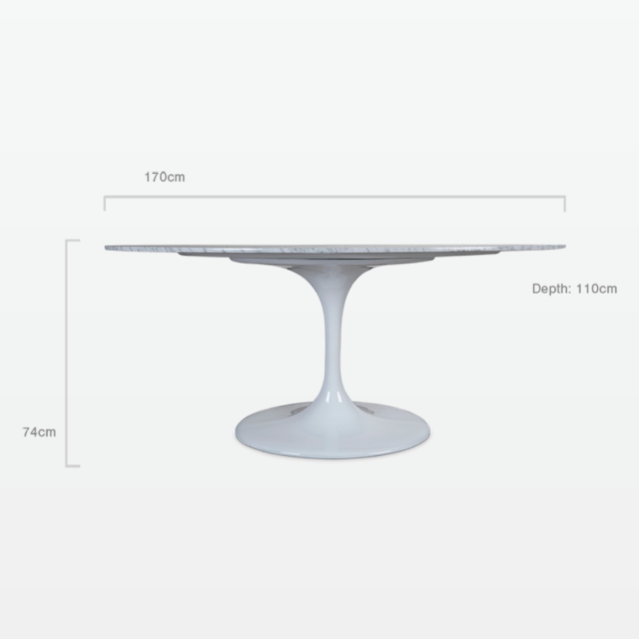 Torvald 170cm Dining Table in White dimensions