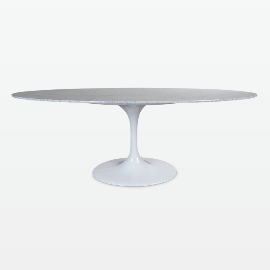Torvald 199cm Dining Table in Carrara Marble mid-angle