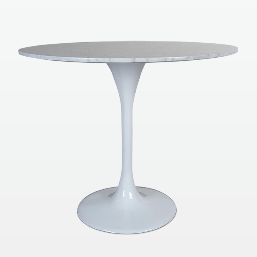 Torvald 90cm Small Dining Table in Carrara Marble mid-angle