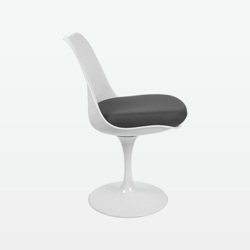 Torvald White Swivel Chair - Grey Cushion - Side