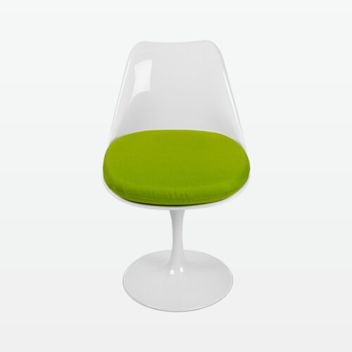 Torvald White Swivel Chair - Green Cushion - front