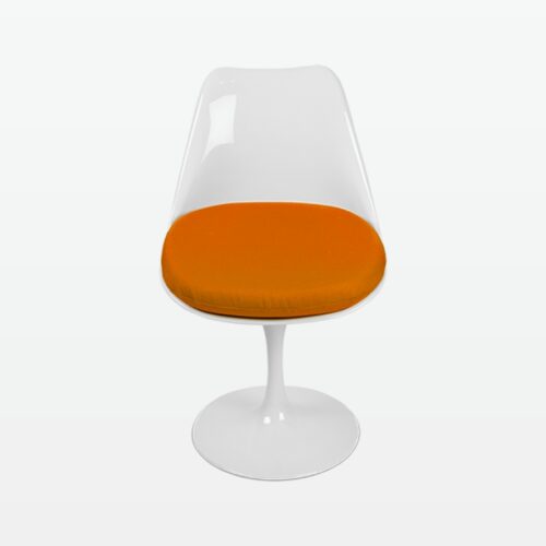 Torvald White Swivel Chair with Orange Cushion - front