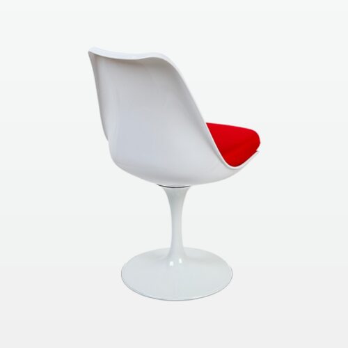 Torvald White Swivel Chair with Red Cushion - back angle