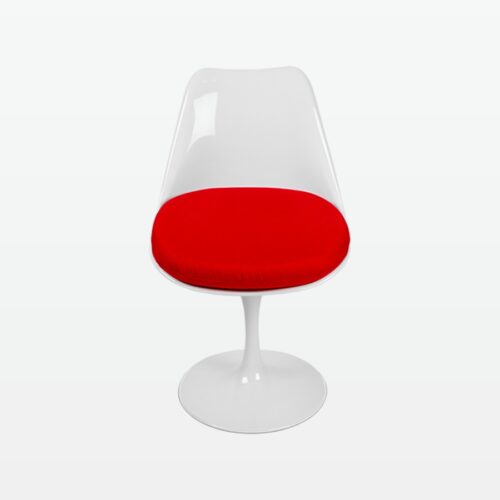 Torvald White Swivel Chair with Red Cushion - front