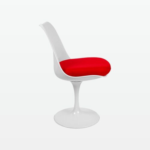 Torvald White Swivel Chair with Red Cushion - side