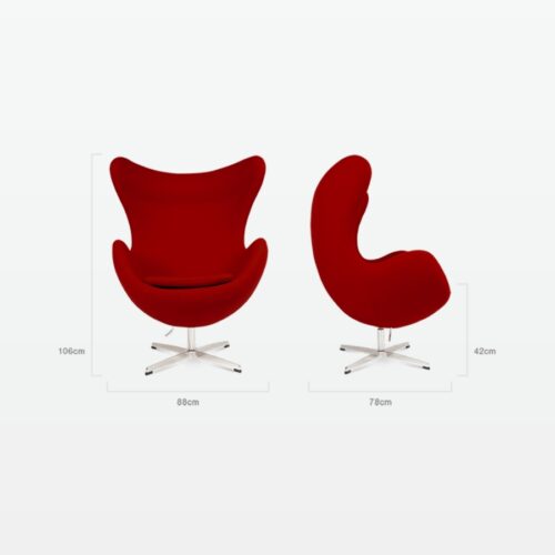 Wingback Curvaceous Armchair - red - dimensions